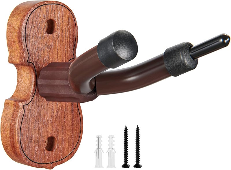 KKG Violin Wall Mount Violin Hanger 1 Pack with Bow Hook Home & Studio Rosewood Violin/Viola Stand - Image 1